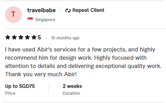 Client testimonial card